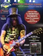 American Musical Supply Catalog: A wide variety of professional musical instruments and studio recording equipment organized for easy selection.