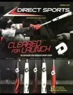 Direct Sports Catalog: A variety of high-performance baseball bats and gloves displayed in a professional sports equipment catalog layout.