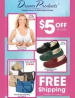 Dream Products Catalog: A variety of helpful household products and wellness aids displayed in a clean