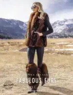 Fabulous Furs Catalog: A detailed view of a luxurious faux fur coat with a soft texture and realistic color gradients from a high-end catalog.