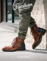 Florsheim Shoes Catalog: A variety of leather dress shoes including oxfords and loafers arranged neatly for selection.
