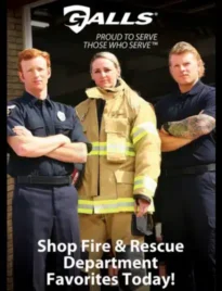 Galls Catalog: A collection of professional public safety equipment including a tactical belt