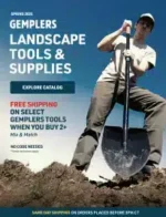 Gempler's Catalog: A collection of professional landscaping tools and durable workwear laid out for a day of outdoor work.