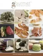 Gourmet Food Store Catalog: A variety of gourmet food items including artisanal cheese