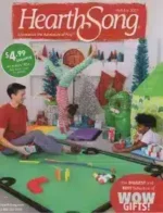 HearthSong Toy Catalog: Children playing with high-quality outdoor wooden swings and climbing equipment from a toy catalog.