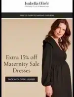 Isabella Oliver Maternity Catalog: A woman wearing a stylish navy blue maternity wrap dress from the Isabella Oliver collection.