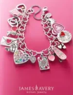 James Avery Catalog: A collection of sterling silver charms and gold rings from the James Avery jewelry collection.