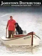 Jamestown Distributors Catalog: A collection of marine hardware and woodworking tools displayed in a professional workshop setting.