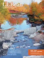 L.L. Bean Catalog: A classic outdoor catalog sitting on a rustic wooden table next to a pair of heritage boots.