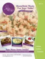 A variety of healthy frozen meals from the Magic Kitchen Catalog displayed on a dining table.