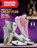 A collection of diverse footwear styles from the Mason Shoe Catalog highlighting various widths and brands.