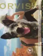 Orvis Catalog: A collection of outdoor gear including fly fishing rods and technical jackets as seen in a catalog.