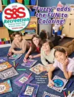 S&S Worldwide: A group of diverse people participating in a collaborative craft project using various colorful supplies.