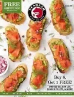 Assorted smoked salmon and wild-caught seafood fillets from the SeaBear Catalog collection.