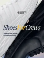 A professional worker wearing slip-resistant shoes from the Shoes for Crews catalog in a commercial kitchen environment.