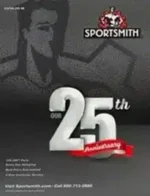 SPORTSMITH Fitness Catalog: A professional gym technician reviewing a physical fitness equipment parts catalog next to a treadmill.