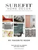 Sure Fit Catalog: A variety of stylish furniture slipcovers and protectors displayed in a well-lit living room setting.