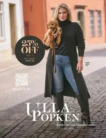 Ulla Popken Catalog: A woman browsing through a colorful fashion catalog featuring stylish plus-size outfits and European designs.